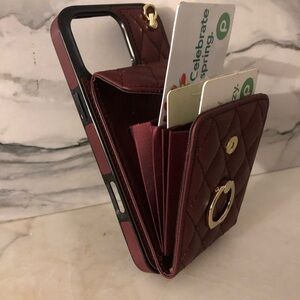 Quilted Burgundy iPhone15 -  16 Pro max  Wallet Case